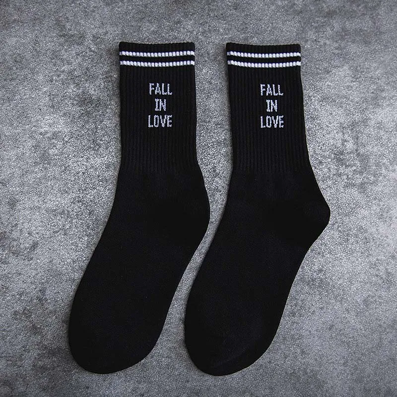 [COSPLACOOL] «FALL IN LOVE» Harajuku забавные носки с надписью японские креативные белые носки женские теплые уличные носки Calcetines Mujer