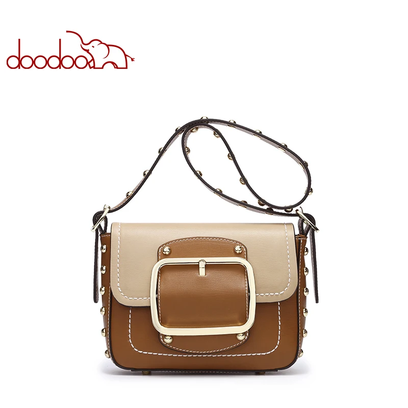 

DOODOO Brand Women Messenger Bags Fashion PU Leather Shoulder Bag Crossbody Bags For Women Femme Rivet Flap Handbags sac a main