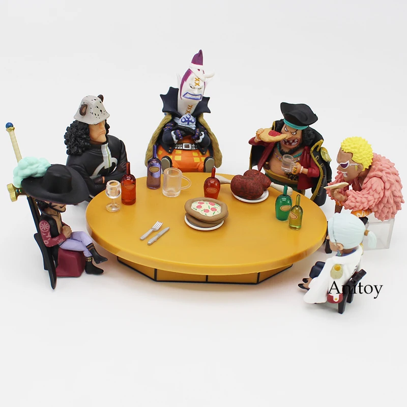 

Anime One Piece Seven Warlords of the Sea Conference Table set + Members PVC Figures Toys
