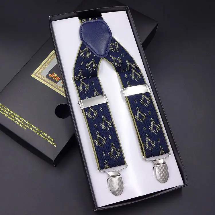 2017 Novelty Printed Suspenders Men Three Clips on Braces Vintage Mens