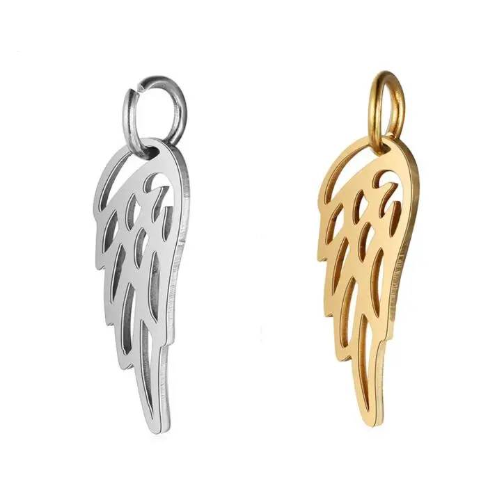 

2pcs Simple Stainless steel wing shape charm pendant accessory for necklace/bracelet/earring/key ring handmade 6x20mm