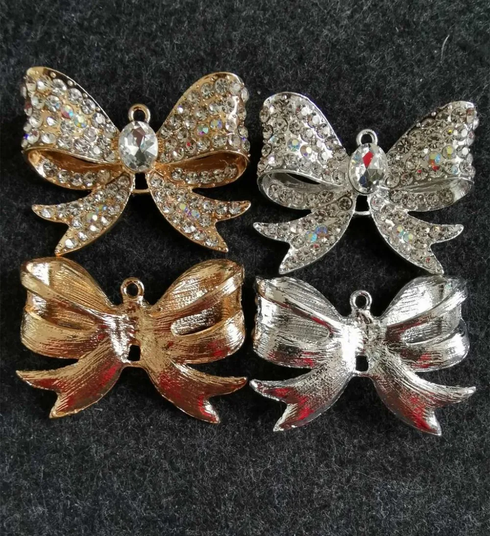 

4pcs per lot 4.5cm*3.5cm Full Crystal Bowknot Cell Phone DIY Dec Alloy Decoration
