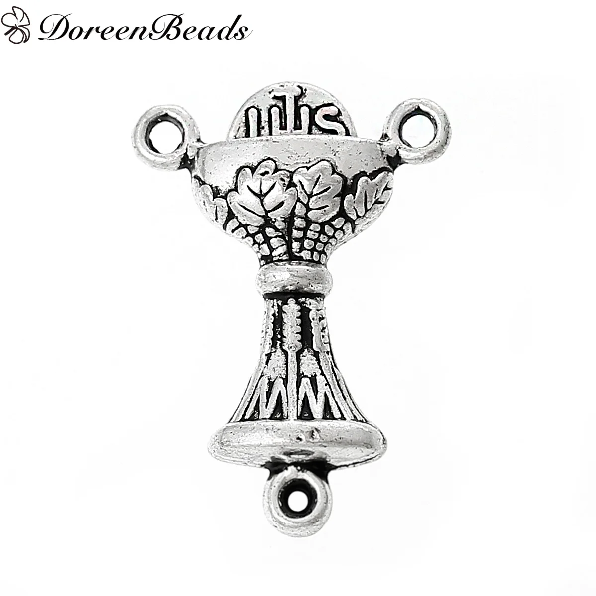 DoreenBeads Connectors Findings Trophy Winner's Cup Antique Silver Flower Pattern Carved 22.0mm x 16.0mm 50 PCs | Украшения и
