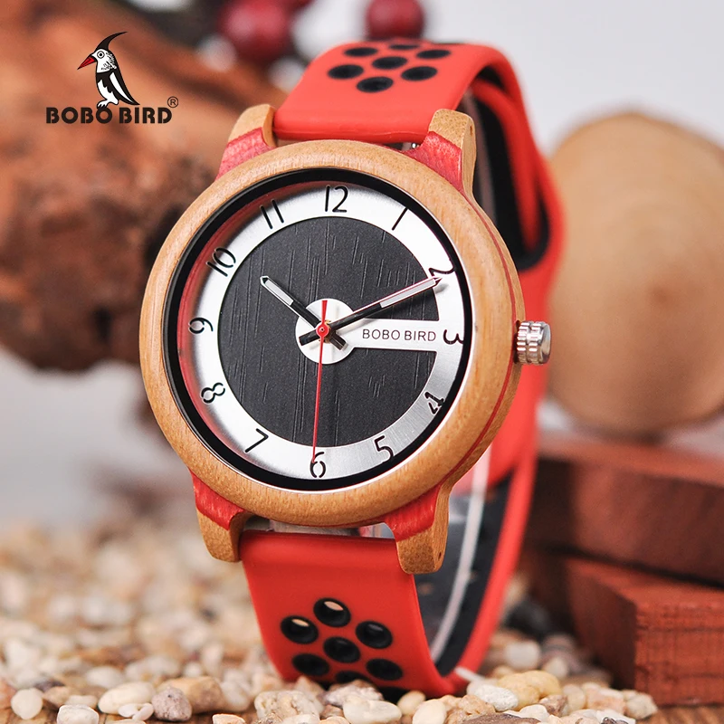 BOBO BIRD Top Brand Fashion Wood Watch Silicone Strap Women Men Timepieces reloj mujer Quartz Wristwatch As Love's Gift V-R11