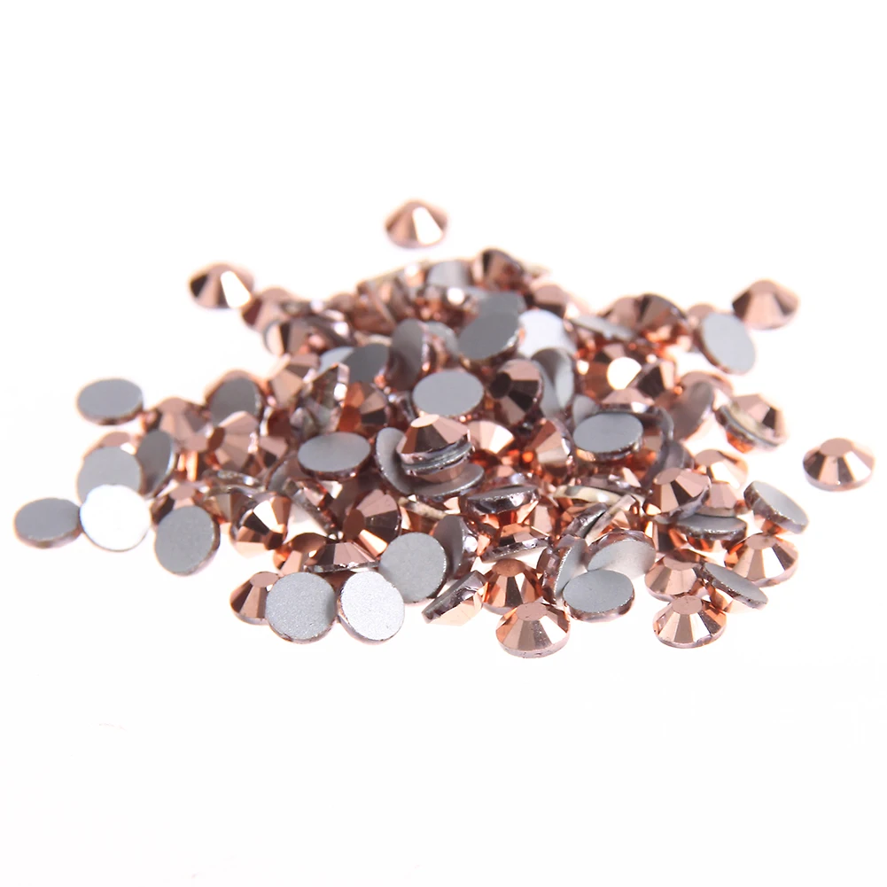 Rose Gold Non Hotfix Crystal Rhinestones For Nails Art Decoration SS3 SS30 Glue On Glass Diamonds