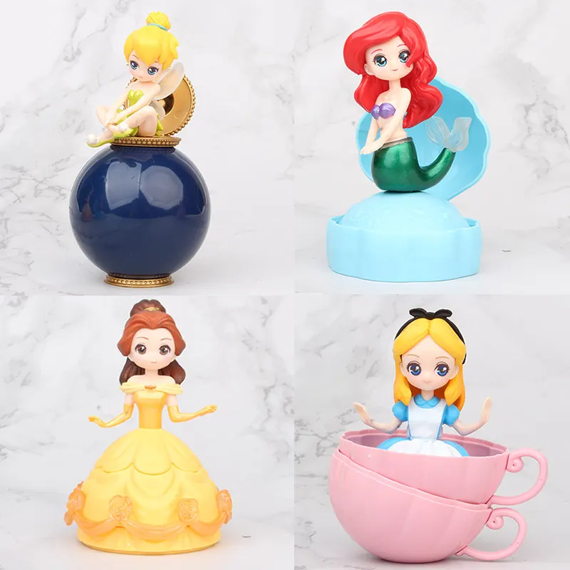 

4pcs/set Princess Ball Doll Toy Princess Rapunzel Bella Jasmine Mermaid Flower Fairy Surprise Doll Ball PVC Action Figures Toys