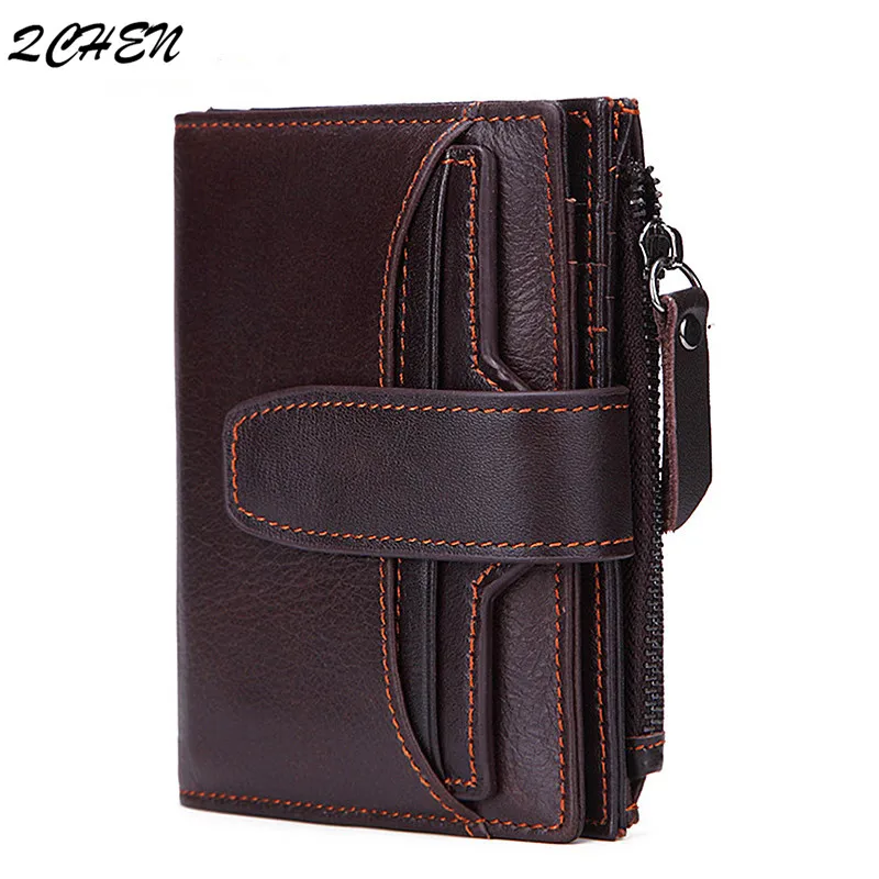 Men's wallet purse oil wax leather double zipper purse first layer leather wallet leather short coin coin fashion brand 347 Men's wallet purse oil wax leather double zipper purse first layer leather wallet leather short coin coin fashion brand 347