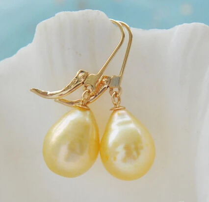 

HOT SELL - > 00150 YELLOW DRIP FRESHWATER PEARL DANGLE EARRING -Top quality free shipping