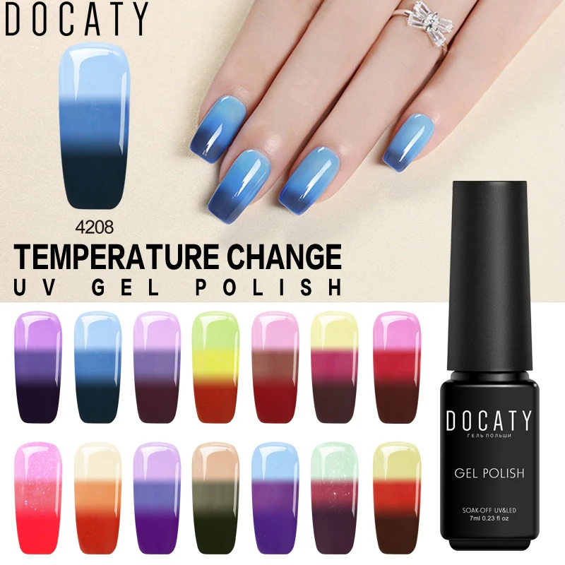 Docaty УФ-гель для ногтей 7 мл изменение температуры цвет геллак Полупостоянный праймер для ногтей замочить от светодиодный гель лак для ногтей