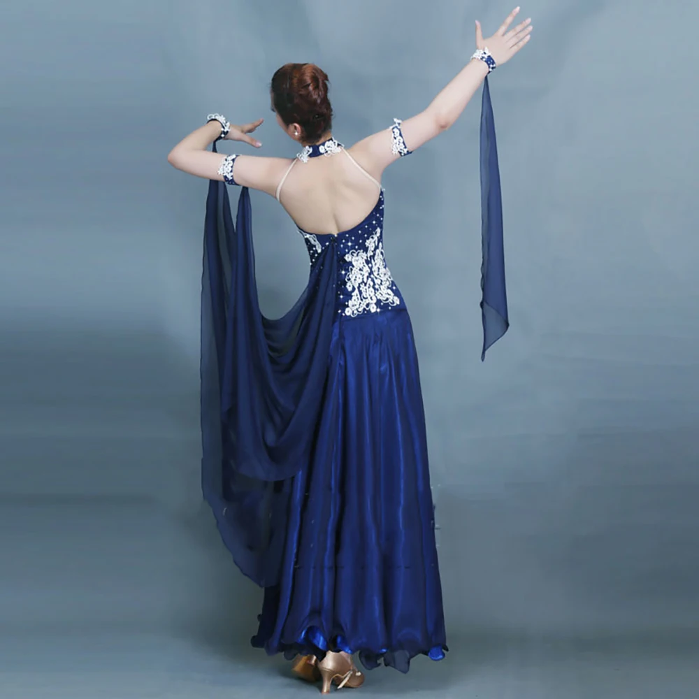 Женские платья для современных танцев ярко синие тканевые модные костюмы