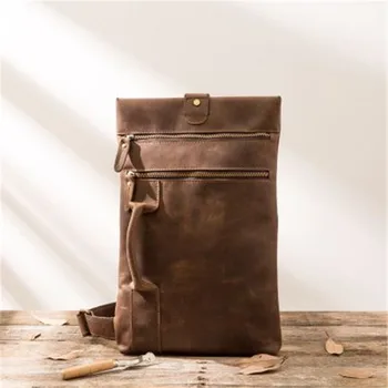 

ALAVCHNV retro first layer of leather men 's shoulder bag personalized clutch leather Messenger Bag 6189
