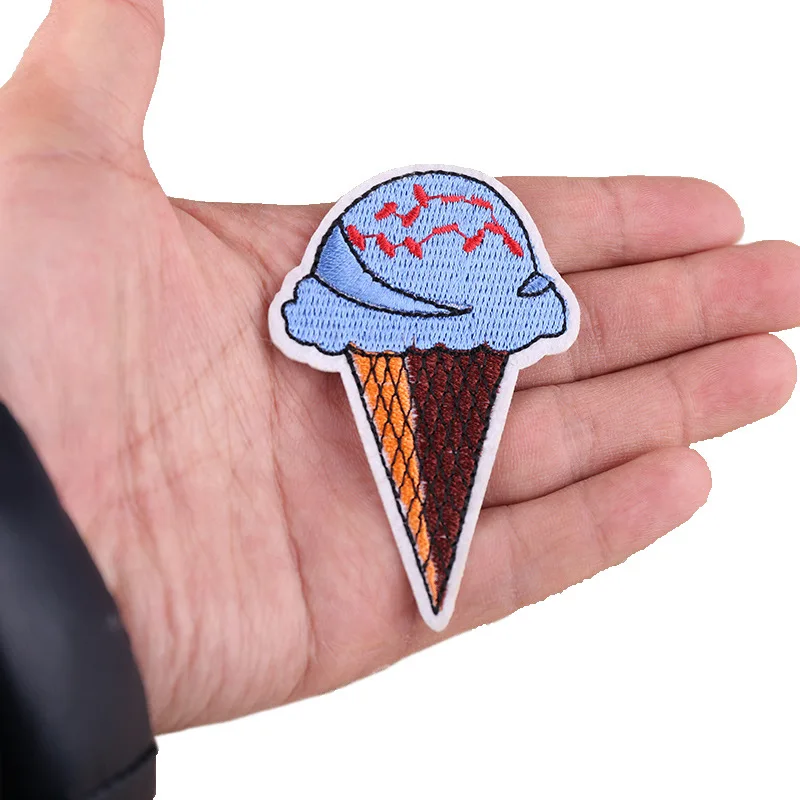 50pcs/lot Fun Embroidery Patches for Clothing Heat Transfer Diy Cute Decoration Flower Ice Cream Cartoon Sewing Accessories