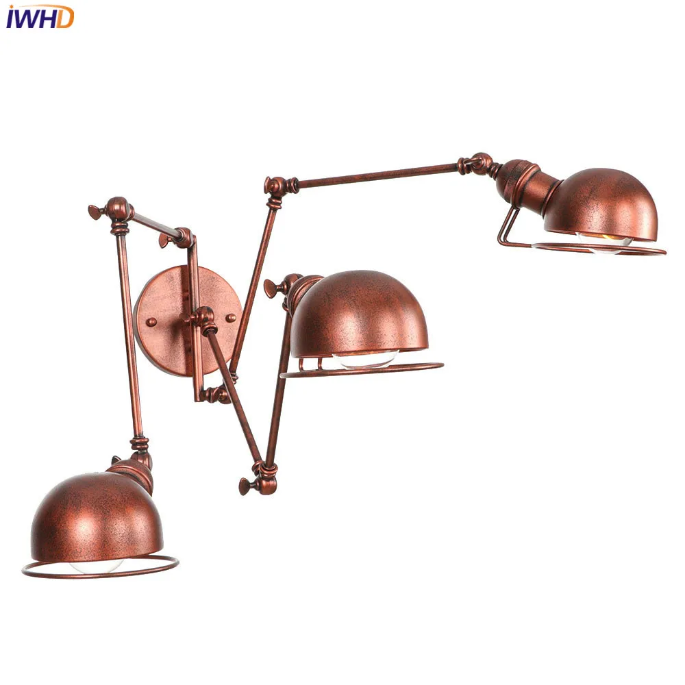 IWHD Железный Регулируемый Wandlamp RH светодиодный настенный светильник Промышленный Лофт настенный светильник Ретро Винтаж настенные бра