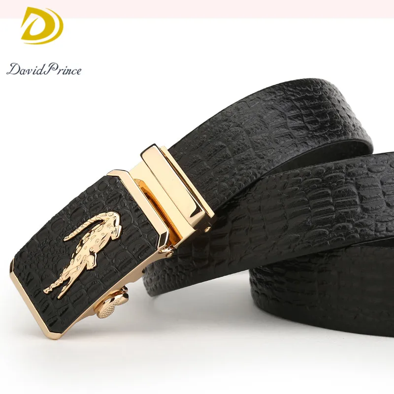 

DavidPrince Men Belts Genuine Leather Luxury Designer Strap Male Belt for Man Automatic Crocodile Buckle Jeans Cintos Masculinos