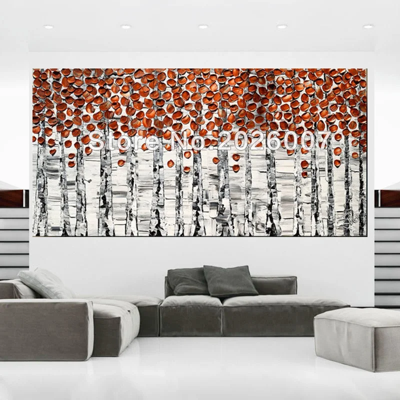 

Hand Painted Landscape Abstract Palette Knife Copper Birch Oil Painting Canvas Home Wall Living Room Artwork Fine Art