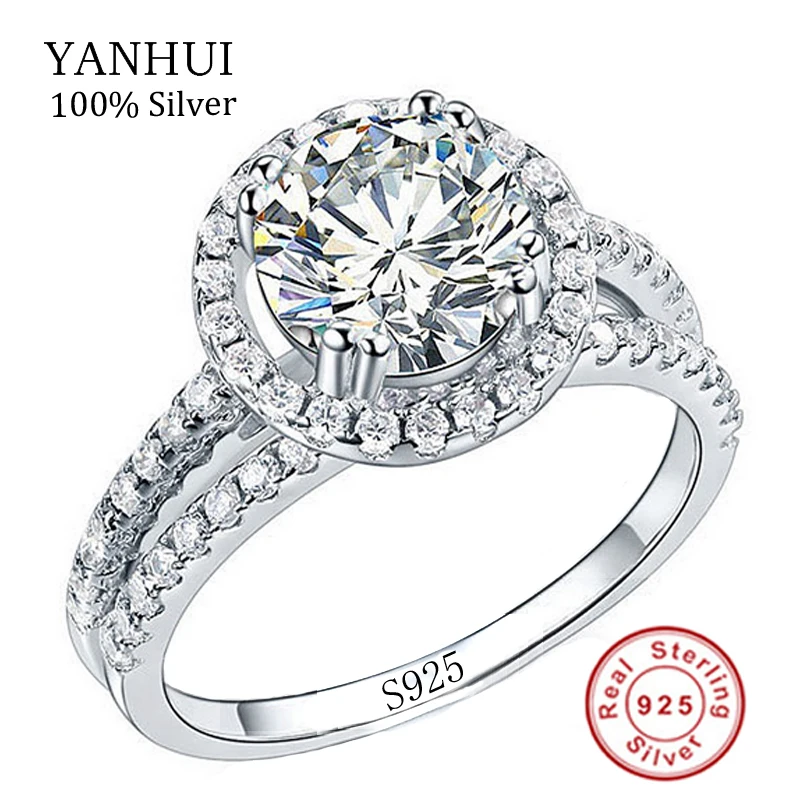 

Real 100% 925 Sterling Silver Rings Set 2 Carat Simulation Diamant Wedding Rings For Women RING SIZE 4 5 6 7 8 9 10 11 YR510