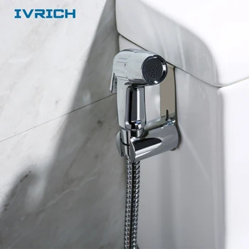 

IVRICH ABS Bidet Sprayer Gun Set Chrome Plated Plastic Hygienic Shattaf High Pressure Bathroom Toilet Mop-Pool Use F201C-9