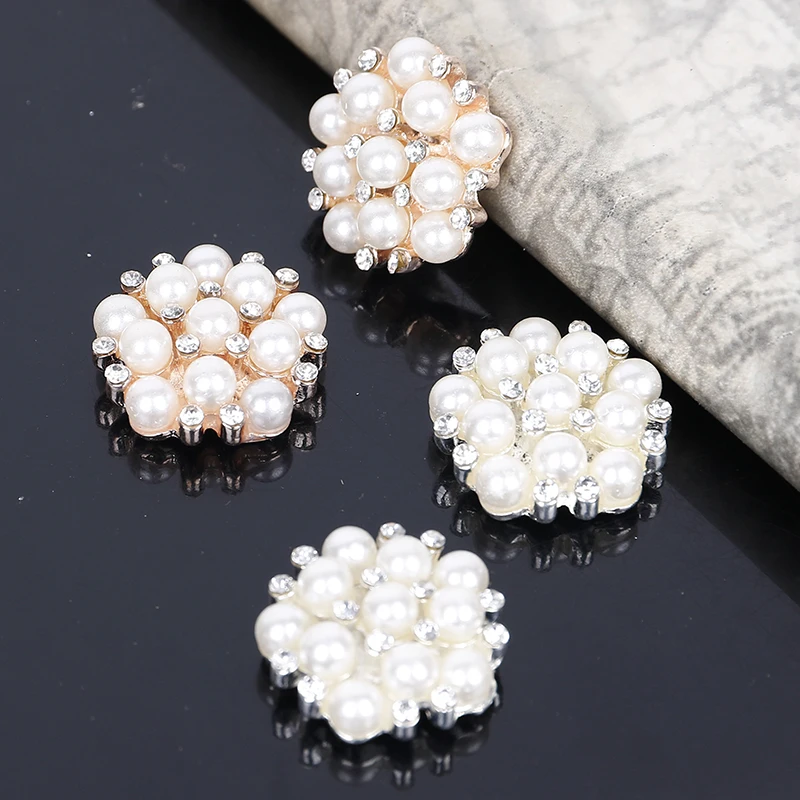 

2016New 100Pcs Rhinestones Flatback Pearl Button for Children Headband Kids Hair Accessories ZJ155