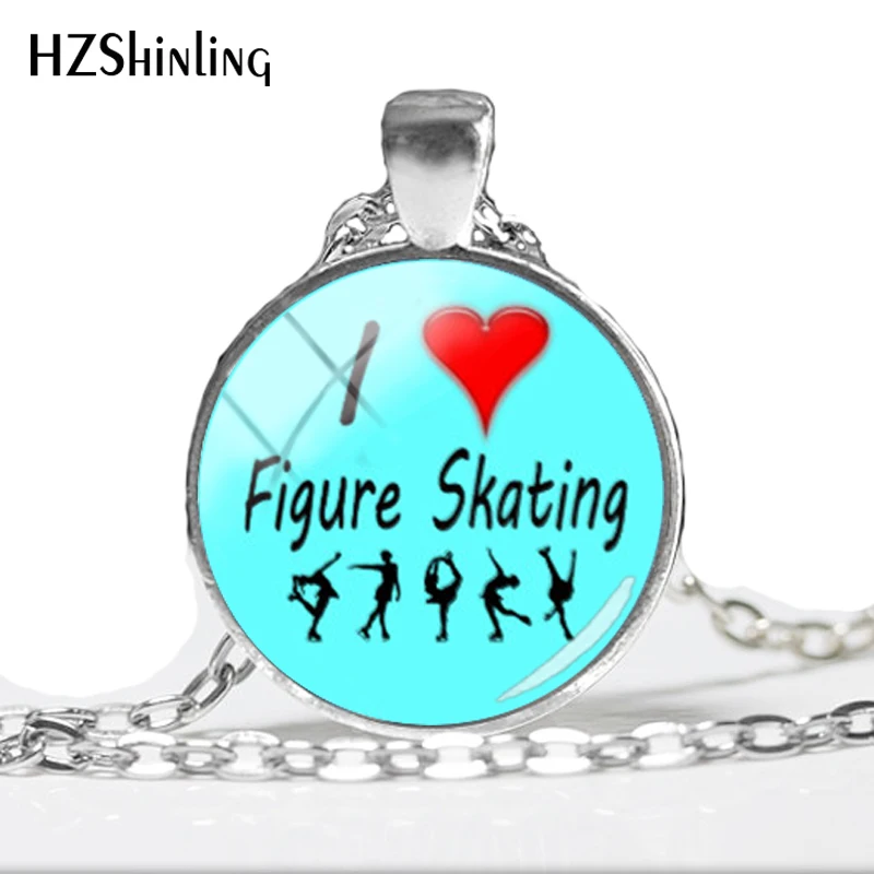 

2018 NEW I Love Figure Skating Pendant Skating Necklace Round Class Cabochon Jewelry Art Printed Photo Pendants HZ1