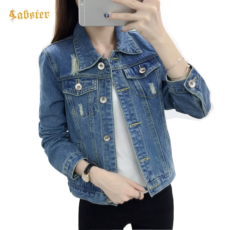 New 2018 Spring Autumn Women's Denim Jackets Vintage Casual Female Coat