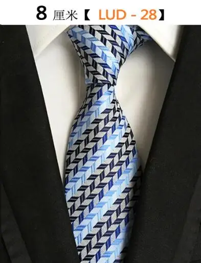 Модный Полосатый клетчатый мужской галстук красный синий серый классический шейный галстук для отдыха деловой свадьбы высокого качества 8 см шелковый галстук - Цвет: Picture style 28