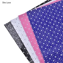 Она любит A4 блестящая искусственная со звездным принтом ткань искусственная кожа для шитья DIY сумка материал обечайки ручной работы