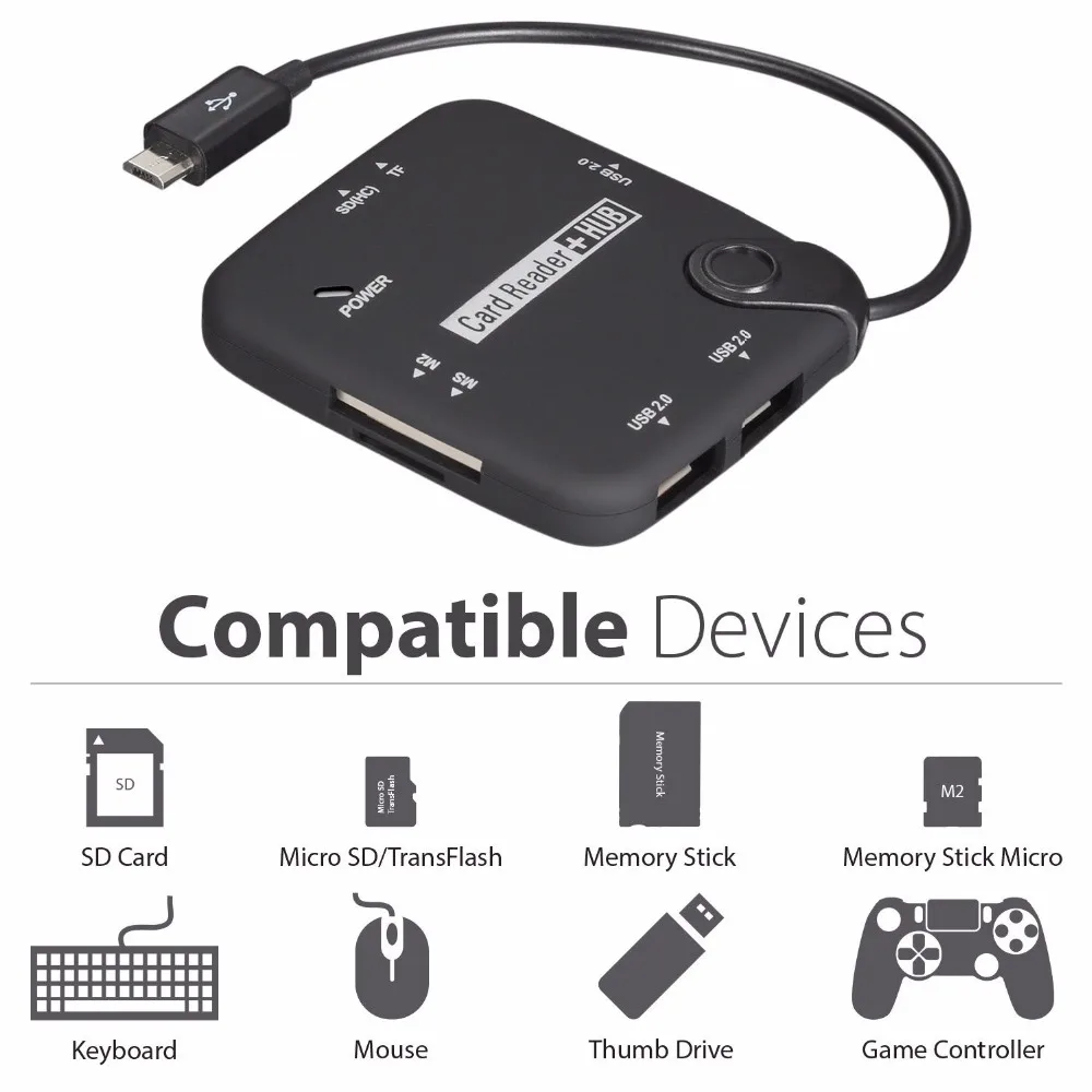 3 Порты и разъёмы USB OTG 2.0 хабу адаптер Memory Stick Micro SD Card Reader