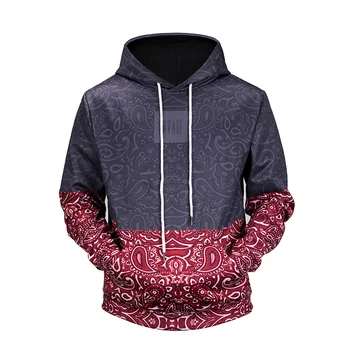 

Floral Stitching 3D Printed Men's Hooded Streetwear Funny Design Drawstring Hoodie Men Harajuku Long Sleeve Red Casual Hoodies