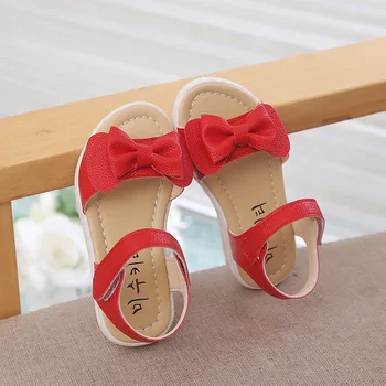 

Girls Sandals 2019 Summer New Fashion Cute Bow Children Princess Shoes Baby Girls Fish-mouth Beach Sandals Size 21-30 Red Pink