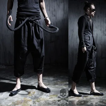 

2019 New Hip Hop Baggy Cotton Linen Harem Pants Men