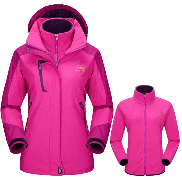 NaranjaSabor, зимние женские повседневные куртки, 2 шт., водонепроницаемые, ветрозащитные, теплые женские пальто, съемная женская брендовая одежда - Цвет: Rose