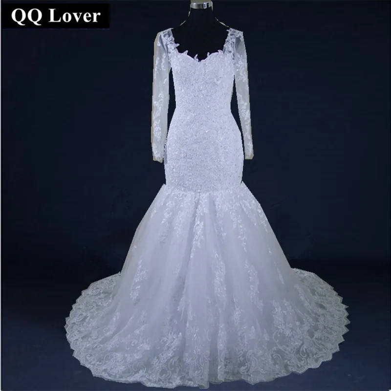 QQ Lover 2019 Новое свадебное платье с юбкой годе со шлейфом длинным рукавом