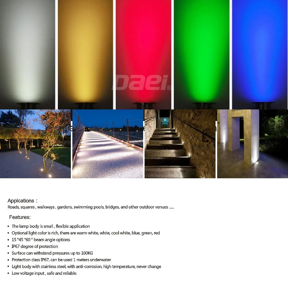 1W 3W LED Deck Light,  12v IP67 Waterproof Lighting, Buried Lamps, Outside Recessed Stair Bulbs,  Underground Lamp, LED Floor Light,  Wall Spotlight-3