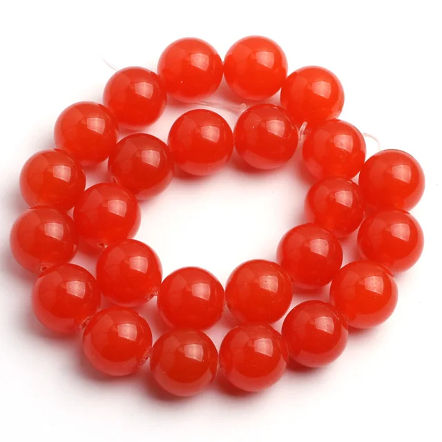 6 16mm Round Stone Beads Smooth Orange Jades Beads For Jewelry Making