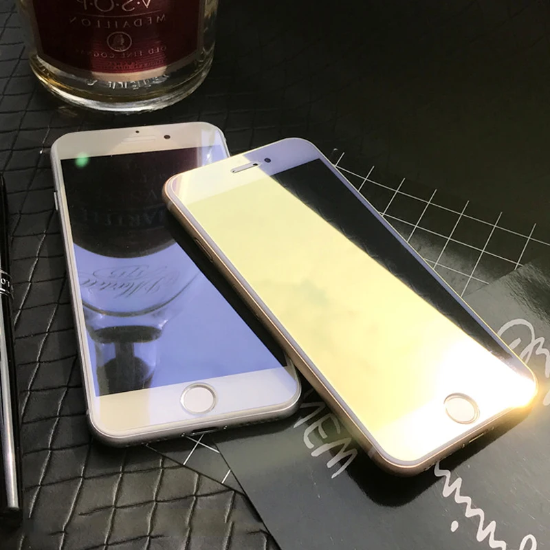 Роскошная цветная зеркальная защитная пленка для экрана для iPhone 6, 6 S, 7 Plus, XS Max, XR, 9 H, закаленное стекло для iPhone 7, 6, 6 S, 5, 5S, 5C, SE