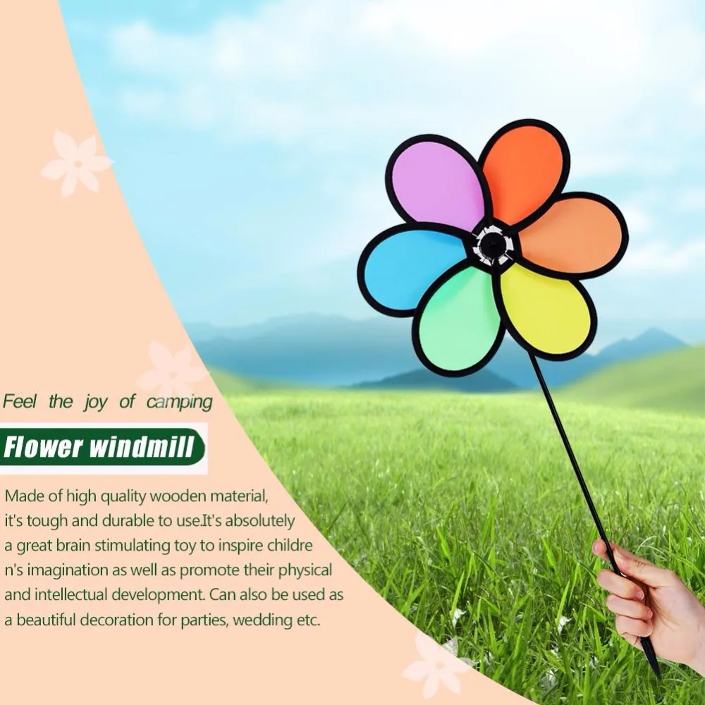 

BABY TOY Colorful Rainbow Flower Wind Windmill Kids Children Classic Toys Windmill Garden Outdoor Decor Outdoor Toys For Kids