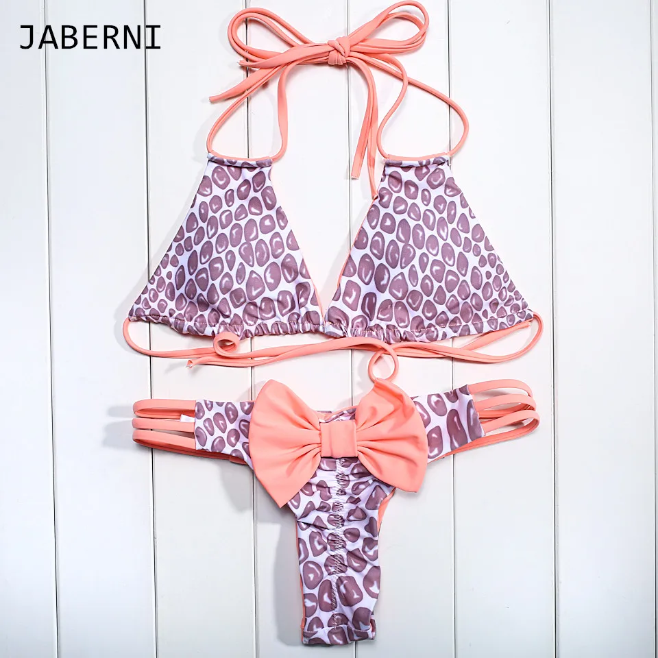 

JABERNI Bikini set summer dot bathing Bikini halt top low waist bikini bottom Swim suit Swim wear print maillot de bain