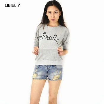 

Charm Women Long Sleeve MEOW Print Tops Jacket Coat Cozy Sweatshirts