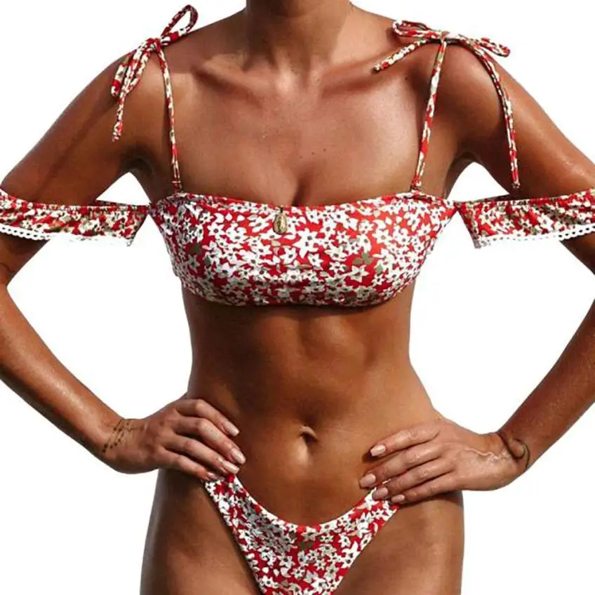 

lingerie femme sexy Ladies Bra and brief Bikini Swimwear Women Swimsuit Off Ruffle Bikinis Women Bandeau Bathing Suit Biquni