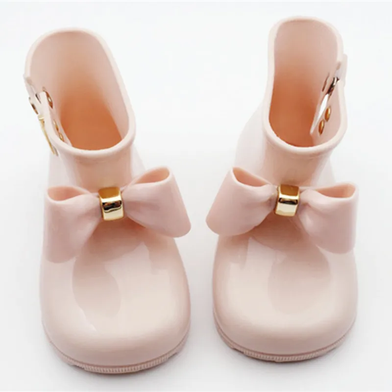 

New Kids boots baby girls Rain Boots butterfly-knot kids Rainboots Fashion Rubber Shoes Toddler Kids Jelly shoes pink