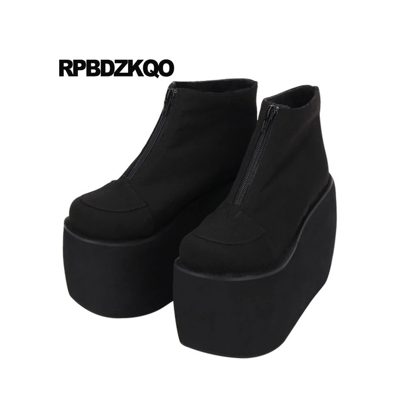 ゴシックパンクロックブーツブーツ Flatform 10 女性のマフィン黒厚底靴ウェッジ原宿ハイヒール 12 44 日本ビッグサイズ アンクルブーツ Aliexpress