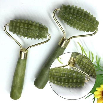 

Jade Roller Massager Jade Stone Needle Derma Face Arms Neck Roller Anti-aging Facial Massage Natural Roller Massager Tool