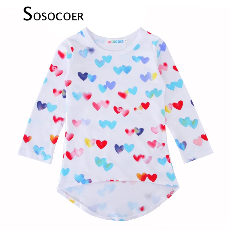 

SOSOCOER Little Girls Dresses Autumn Fashion Multicolor Heart Printed Kids Princess Dress Long Sleeve Baby Girl Dress Clothes