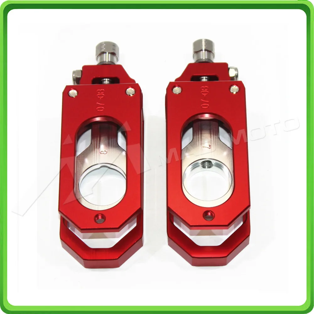 Motorcycle Chain Tensioner Adjuster fit for YAMAHA R6 YZF-R6 2006 2007 2008 2009 2010 2011 2012 2013 2014 2015 2016 Red & Silver (4)