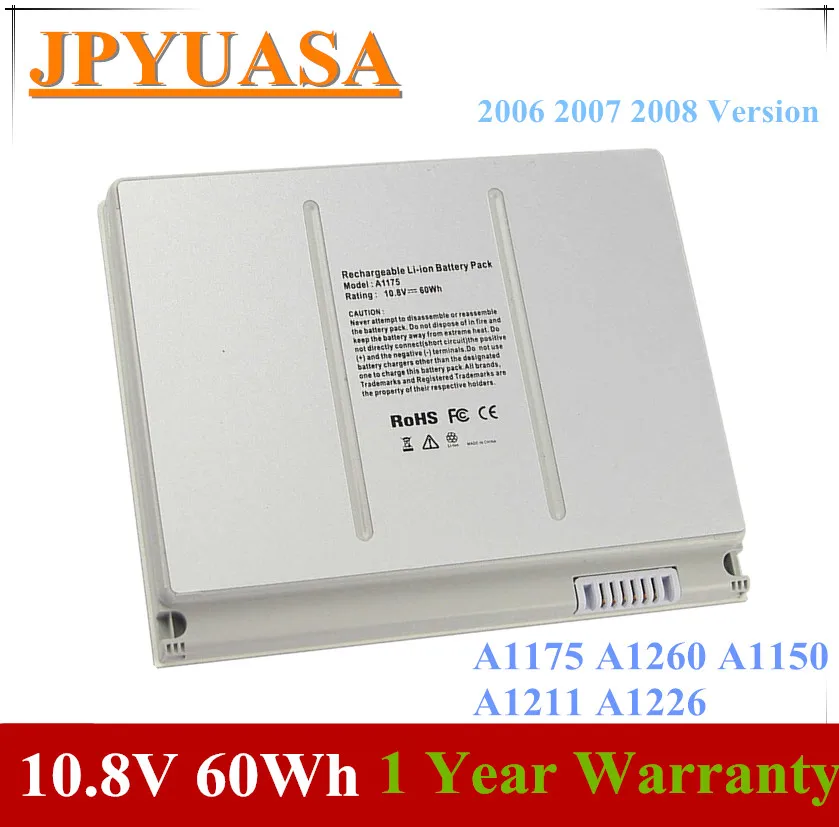 

7XINbox 10.8V 60Wh A1226 A1175 Laptop Battery For Apple MacBook Pro 15" A1175 A1260 A1150 A1211 A1226 MA600LL/A MA680LL/A