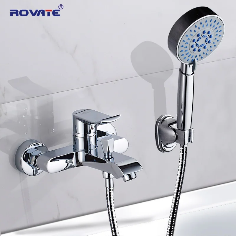 Billige ROVATE Bad Dusche Wasserhahn mit Handheld Dusche Kopf, Bad Wasserhahn Kalt und Warmwasser Mischbatterie Messing Chrom