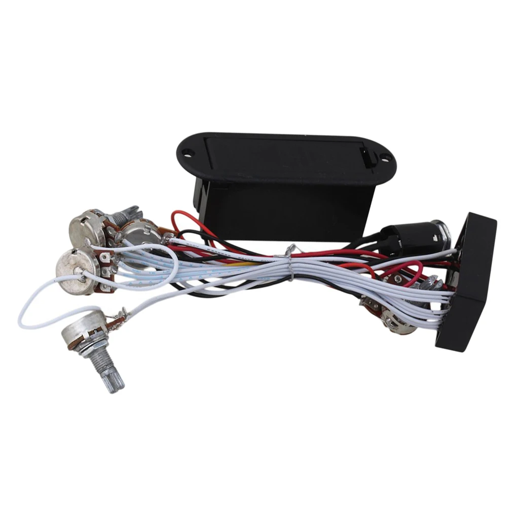 Tooyful Electric Guitar Bass Wiring Harness 3-Way Switch 1V1T with Active EQ Pickup Volume Tone Control Guitar Wiring Harness 