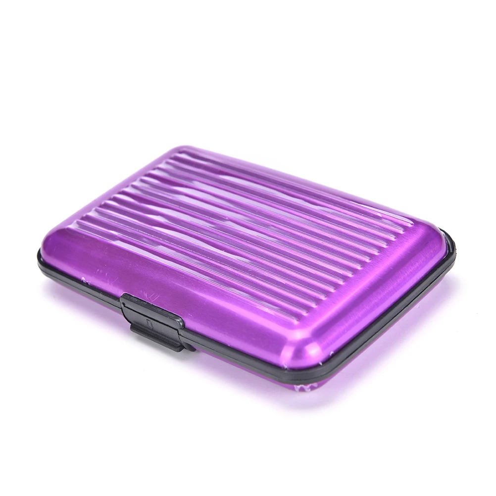1 шт. металлический Бизнес Кредитная карта Имя ID держатель для карт Чехол кошелек коробка мини антимагнитный водонепроницаемый алюминиевый держатель для карт - Цвет: Purple