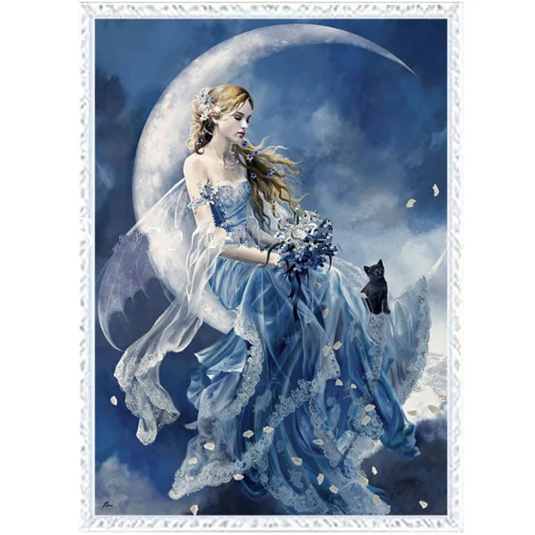 

Moon Angel Petals Fly People Needlework,DMC Cross stitch,Embroidery kits,14CT White Canvas Patterns Cross-Stitching,DIY Handmade