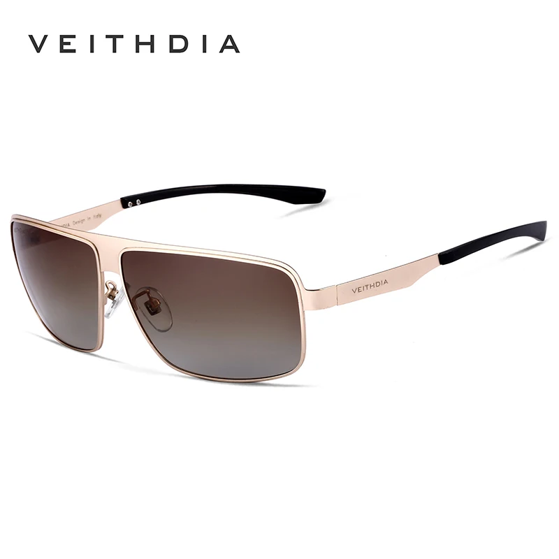 Мужские солнцезащитные очки VEITHDIA с поляризованными линзами, фирменный дизайн, мужские солнцезащитные очки, винтажные аксессуары для мужчин, gafas oculos de sol 2492 - Цвет линз: gold browm